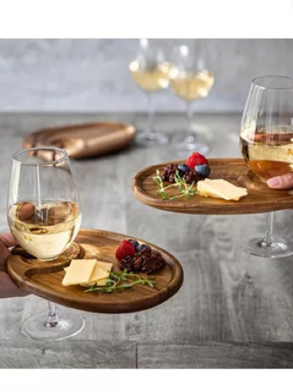Picnic Time Toscana Acacia Wine Appetizer Plate Set Of 4